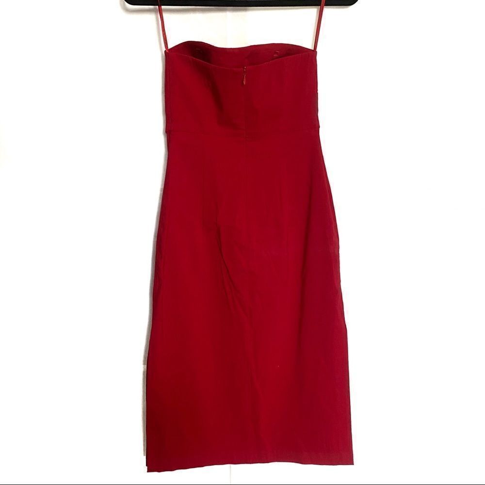 Express Red Stretch Strapless Dress - Picture 2 of 8